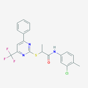 N-(3-chloro-4-methylphenyl)-2-{[4-phenyl-6-(trifluoromethyl)-2-pyrimidinyl]sulfanyl}propanamide