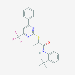 N-(2-tert-butylphenyl)-2-{[4-phenyl-6-(trifluoromethyl)-2-pyrimidinyl]sulfanyl}propanamide