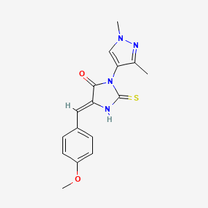 molecular formula C16H16N4O2S B3197435 1-(1,3-Dimethyl-1H-pyrazol-4-yl)-2-mercapto-4-(4-methoxybenzylidene)-1H-imidazol-5(4H)-one CAS No. 1005566-73-3