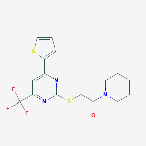 2-Oxo-2-(1-piperidinyl)ethyl 4-(2-thienyl)-6-(trifluoromethyl)-2-pyrimidinyl sulfide