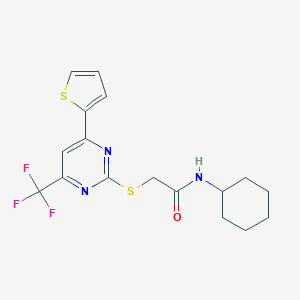 N-cyclohexyl-2-{[4-(2-thienyl)-6-(trifluoromethyl)-2-pyrimidinyl]sulfanyl}acetamide