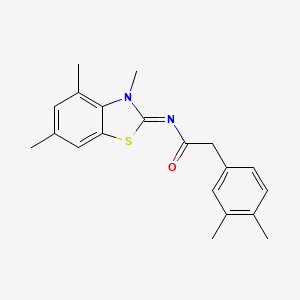 molecular formula C20H22N2OS B3197488 2-(3,4-dimethylphenyl)-N-(3,4,6-trimethylbenzo[d]thiazol-2(3H)-ylidene)acetamide CAS No. 1005939-70-7