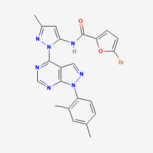molecular formula C22H18BrN7O2 B3197520 5-bromo-N-(1-(1-(2,4-dimethylphenyl)-1H-pyrazolo[3,4-d]pyrimidin-4-yl)-3-methyl-1H-pyrazol-5-yl)furan-2-carboxamide CAS No. 1006276-89-6
