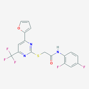 molecular formula C17H10F5N3O2S B319758 N-(2,4-difluorophenyl)-2-{[4-(2-furyl)-6-(trifluoromethyl)-2-pyrimidinyl]sulfanyl}acetamide 