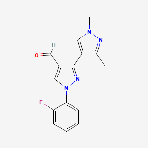 1-(2-fluorophenyl)-1',3'-dimethyl-1H,1'H-3,4'-bipyrazole-4-carbaldehyde