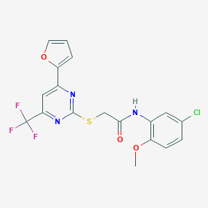 N-(5-chloro-2-methoxyphenyl)-2-{[4-(2-furyl)-6-(trifluoromethyl)-2-pyrimidinyl]sulfanyl}acetamide