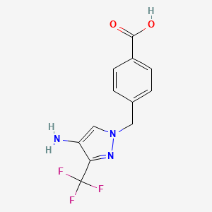 molecular formula C12H10F3N3O2 B3197604 4-{[4-Amino-3-(trifluoromethyl)-1H-pyrazol-1-YL]methyl}benzoic acid CAS No. 1006433-86-8