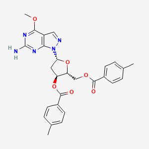 molecular formula C27H27N5O6 B3197615 6-Amino-4-methoxy-1-(2-deoxy-3,5-di-(O-p-toluoyl)-beta-D-ribofuranosyl)-1H-pyrazolo[3,4-d]pyrimidine CAS No. 100644-68-6