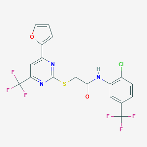 N-[2-chloro-5-(trifluoromethyl)phenyl]-2-{[4-(2-furyl)-6-(trifluoromethyl)-2-pyrimidinyl]sulfanyl}acetamide