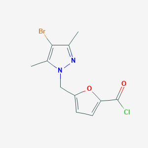 molecular formula C11H10BrClN2O2 B3197634 5-[(4-Bromo-3,5-dimethylpyrazolyl)methyl]furan-2-carbonyl chloride CAS No. 1006448-79-8