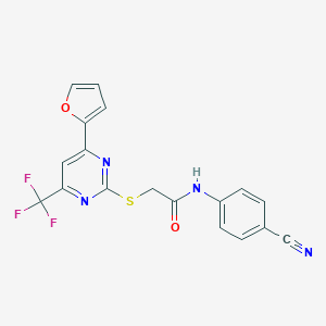 N-(4-cyanophenyl)-2-{[4-(2-furyl)-6-(trifluoromethyl)-2-pyrimidinyl]sulfanyl}acetamide