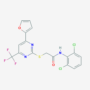 molecular formula C17H10Cl2F3N3O2S B319771 N-(2,6-dichlorophenyl)-2-{[4-(2-furyl)-6-(trifluoromethyl)-2-pyrimidinyl]sulfanyl}acetamide 