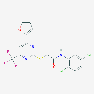 molecular formula C17H10Cl2F3N3O2S B319772 N-(2,5-dichlorophenyl)-2-{[4-(2-furyl)-6-(trifluoromethyl)-2-pyrimidinyl]sulfanyl}acetamide 