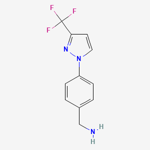 B3197774 {4-[3-(trifluoromethyl)-1H-pyrazol-1-yl]phenyl}methanamine CAS No. 1006951-06-9