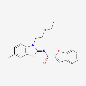 molecular formula C21H20N2O3S B3197797 (E)-N-(3-(2-ethoxyethyl)-6-methylbenzo[d]thiazol-2(3H)-ylidene)benzofuran-2-carboxamide CAS No. 1007023-61-1