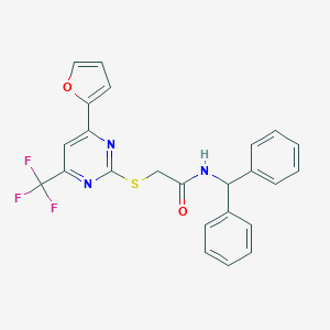 molecular formula C24H18F3N3O2S B319780 N-Benzhydryl-2-(4-furan-2-yl-6-trifluoromethyl-pyrimidin-2-ylsulfanyl)-acetamide 