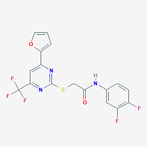 molecular formula C17H10F5N3O2S B319787 N-(3,4-difluorophenyl)-2-{[4-(2-furyl)-6-(trifluoromethyl)-2-pyrimidinyl]sulfanyl}acetamide 