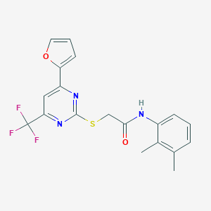 molecular formula C19H16F3N3O2S B319788 N-(2,3-dimethylphenyl)-2-{[4-(2-furyl)-6-(trifluoromethyl)-2-pyrimidinyl]sulfanyl}acetamide 