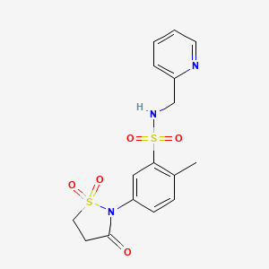 molecular formula C16H17N3O5S2 B3197892 5-(1,1-dioxido-3-oxoisothiazolidin-2-yl)-2-methyl-N-(pyridin-2-ylmethyl)benzenesulfonamide CAS No. 1007634-04-9