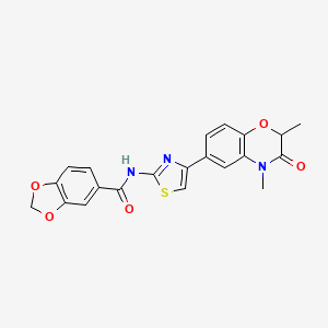 molecular formula C21H17N3O5S B3197903 N-(4-(2,4-dimethyl-3-oxo-3,4-dihydro-2H-benzo[b][1,4]oxazin-6-yl)thiazol-2-yl)benzo[d][1,3]dioxole-5-carboxamide CAS No. 1007656-89-4