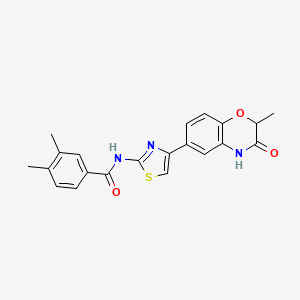 molecular formula C21H19N3O3S B3197914 3,4-dimethyl-N-(4-(2-methyl-3-oxo-3,4-dihydro-2H-benzo[b][1,4]oxazin-6-yl)thiazol-2-yl)benzamide CAS No. 1007678-31-0
