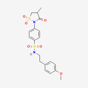 molecular formula C19H22N2O6S2 B3197923 N-(4-methoxyphenethyl)-4-(4-methyl-1,1-dioxido-3-oxoisothiazolidin-2-yl)benzenesulfonamide CAS No. 1007680-98-9