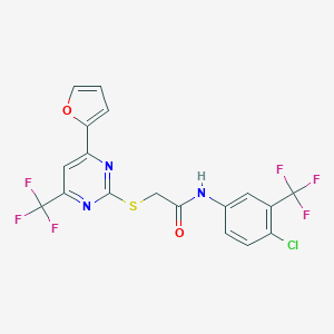 N-[4-chloro-3-(trifluoromethyl)phenyl]-2-{[4-(2-furyl)-6-(trifluoromethyl)-2-pyrimidinyl]sulfanyl}acetamide