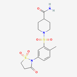 molecular formula C16H21N3O6S2 B3197930 1-((5-(1,1-Dioxido-3-oxoisothiazolidin-2-yl)-2-methylphenyl)sulfonyl)piperidine-4-carboxamide CAS No. 1007682-14-5