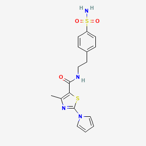 molecular formula C17H18N4O3S2 B3197965 4-methyl-2-(1H-pyrrol-1-yl)-N-(4-sulfamoylphenethyl)thiazole-5-carboxamide CAS No. 1007692-86-5