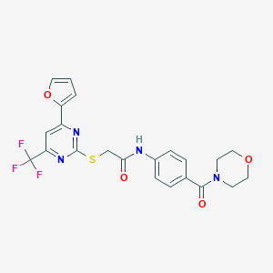 2-(4-Furan-2-yl-6-trifluoromethyl-pyrimidin-2-ylsulfanyl)-N-[4-(morpholine-4-carbonyl)-phenyl]-acetamide