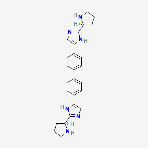 molecular formula C26H28N6 B3197997 4,4'-Bis(2-((S)-pyrrolidin-2-yl)-1H-imidazol-5-yl)-1,1'-biphenyl CAS No. 1007882-27-0