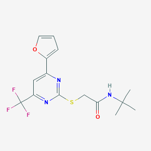 N-(tert-butyl)-2-{[4-(2-furyl)-6-(trifluoromethyl)-2-pyrimidinyl]sulfanyl}acetamide