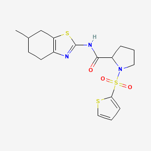 molecular formula C17H21N3O3S3 B3198010 N-(6-methyl-4,5,6,7-tetrahydrobenzo[d]thiazol-2-yl)-1-(thiophen-2-ylsulfonyl)pyrrolidine-2-carboxamide CAS No. 1008298-00-7