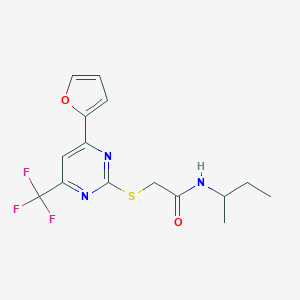 molecular formula C15H16F3N3O2S B319802 N-(sec-butyl)-2-{[4-(2-furyl)-6-(trifluoromethyl)-2-pyrimidinyl]sulfanyl}acetamide 