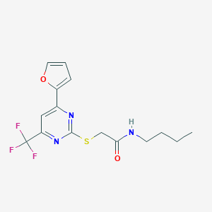 molecular formula C15H16F3N3O2S B319805 N-butyl-2-{[4-(2-furyl)-6-(trifluoromethyl)-2-pyrimidinyl]sulfanyl}acetamide 