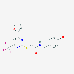 molecular formula C19H16F3N3O3S B319807 2-{[4-(2-furyl)-6-(trifluoromethyl)-2-pyrimidinyl]sulfanyl}-N-(4-methoxybenzyl)acetamide 