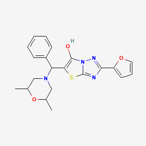 molecular formula C21H22N4O3S B3198094 5-((2,6-Dimethylmorpholino)(phenyl)methyl)-2-(furan-2-yl)thiazolo[3,2-b][1,2,4]triazol-6-ol CAS No. 1009247-24-8