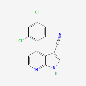 molecular formula C14H7Cl2N3 B3198149 4-(2,4-Dichlorophenyl)-1H-pyrrolo[2,3-b]pyridine-3-carbonitrile CAS No. 1009838-57-6