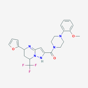 molecular formula C23H24F3N5O3 B319816 [5-(furan-2-yl)-7-(trifluoromethyl)-1,5,6,7-tetrahydropyrazolo[1,5-a]pyrimidin-2-yl]-[4-(2-methoxyphenyl)piperazin-1-yl]methanone 