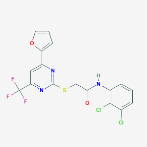 molecular formula C17H10Cl2F3N3O2S B319817 N-(2,3-dichlorophenyl)-2-{[4-(2-furyl)-6-(trifluoromethyl)-2-pyrimidinyl]sulfanyl}acetamide 
