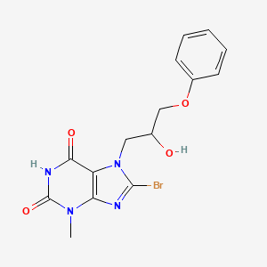 molecular formula C15H15BrN4O4 B3198191 8-Bromo-7-(2-hydroxy-3-phenoxy-propyl)-3-methyl-3,7-dihydro-purine-2,6-dione CAS No. 101072-21-3