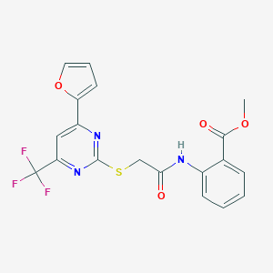 2-[2-(4-Furan-2-yl-6-trifluoromethyl-pyrimidin-2-ylsulfanyl)-acetylamino]-benzoic acid methyl ester