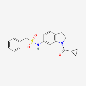 molecular formula C19H20N2O3S B3198216 N-[1-(cyclopropylcarbonyl)-2,3-dihydro-1H-indol-6-yl]-1-phenylmethanesulfonamide CAS No. 1010883-95-0