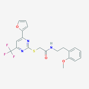 molecular formula C20H18F3N3O3S B319823 2-{[4-(2-furyl)-6-(trifluoromethyl)-2-pyrimidinyl]sulfanyl}-N-[2-(2-methoxyphenyl)ethyl]acetamide 