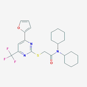 N,N-dicyclohexyl-2-{[4-(2-furyl)-6-(trifluoromethyl)-2-pyrimidinyl]sulfanyl}acetamide