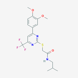 molecular formula C19H22F3N3O3S B319827 2-{[4-(3,4-dimethoxyphenyl)-6-(trifluoromethyl)-2-pyrimidinyl]sulfanyl}-N-isobutylacetamide 