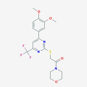 molecular formula C19H20F3N3O4S B319830 4-({[4-(3,4-Dimethoxyphenyl)-6-(trifluoromethyl)-2-pyrimidinyl]sulfanyl}acetyl)morpholine 