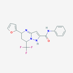 molecular formula C18H15F3N4O2 B319831 5-(furan-2-yl)-N-phenyl-7-(trifluoromethyl)-1,5,6,7-tetrahydropyrazolo[1,5-a]pyrimidine-2-carboxamide 