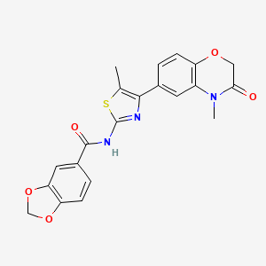 molecular formula C21H17N3O5S B3198311 N-(5-methyl-4-(4-methyl-3-oxo-3,4-dihydro-2H-benzo[b][1,4]oxazin-6-yl)thiazol-2-yl)benzo[d][1,3]dioxole-5-carboxamide CAS No. 1011578-90-7