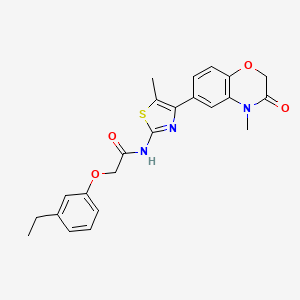 molecular formula C23H23N3O4S B3198317 2-(3-ethylphenoxy)-N-(5-methyl-4-(4-methyl-3-oxo-3,4-dihydro-2H-benzo[b][1,4]oxazin-6-yl)thiazol-2-yl)acetamide CAS No. 1011579-22-8